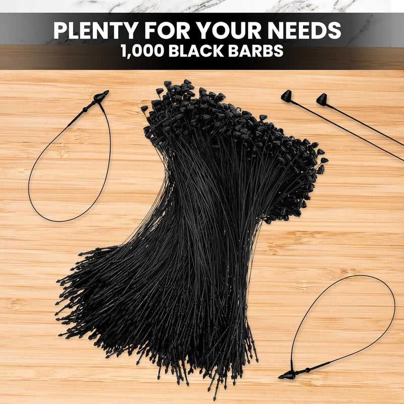 Perco 3 Inch Black Hang Tag Snap Lock Pins - 1,000 Pieces - Professional-Grade Security Loop Plastic Fasteners for Impeccable Tag Attachment - Image 3